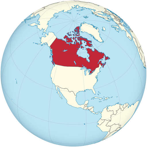 Canada on the globe